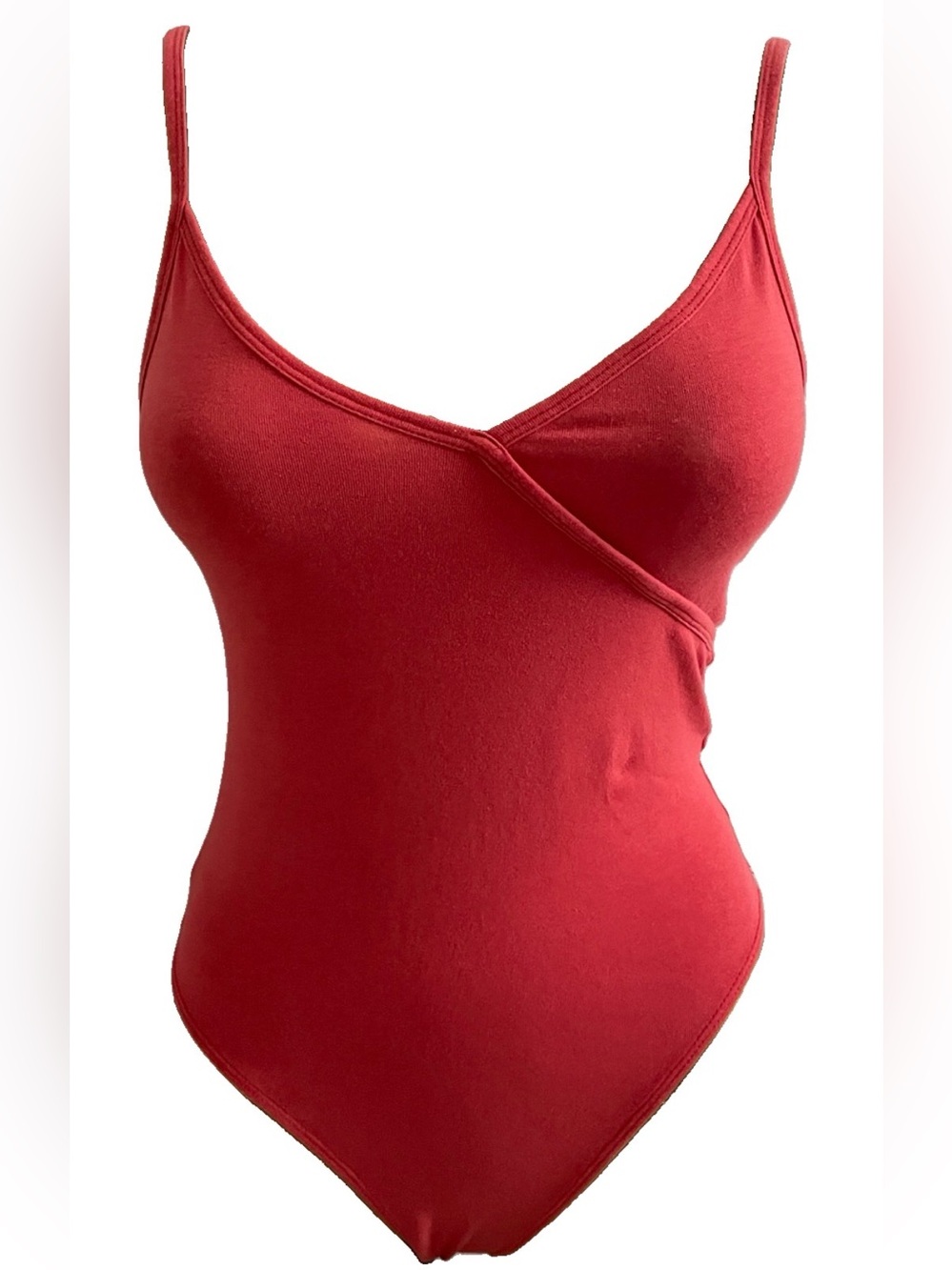 ME to WE Essentials Brick Red Faux Wrap BODYSUIT Size Small